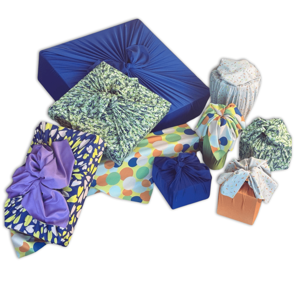 Assorted Set of 9 Reusable Cloth Furoshiki Gift Wrap | All Occasion Collection-0