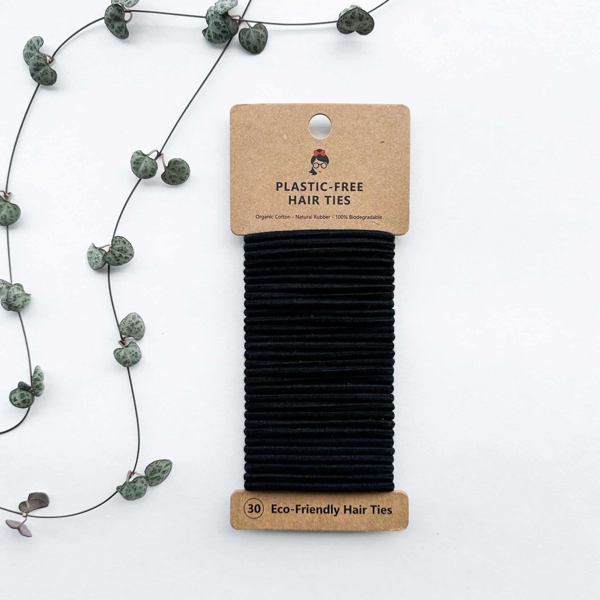 Organic Biodegradable Plastic Free Hair Ties - Zero Waste Eco Friendly Reusable Natural Cotton Hair Ties - Sustainable Living - Pack of 30-1