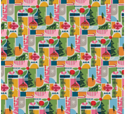 Large Reusable Cloth Furoshiki Gift Wrap | Holiday Shapes & Snow-3