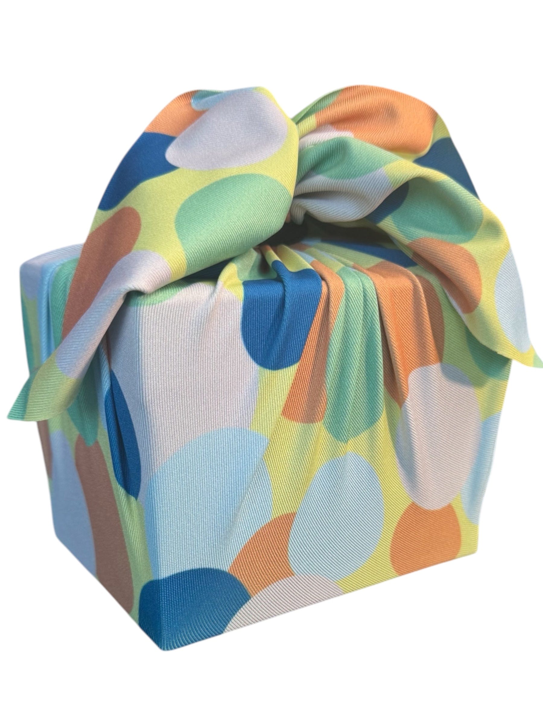 Set of 3 (S, L, XL) Reusable Cloth Furoshiki Gift Wrap | Polka Dot & Deep Blue-4