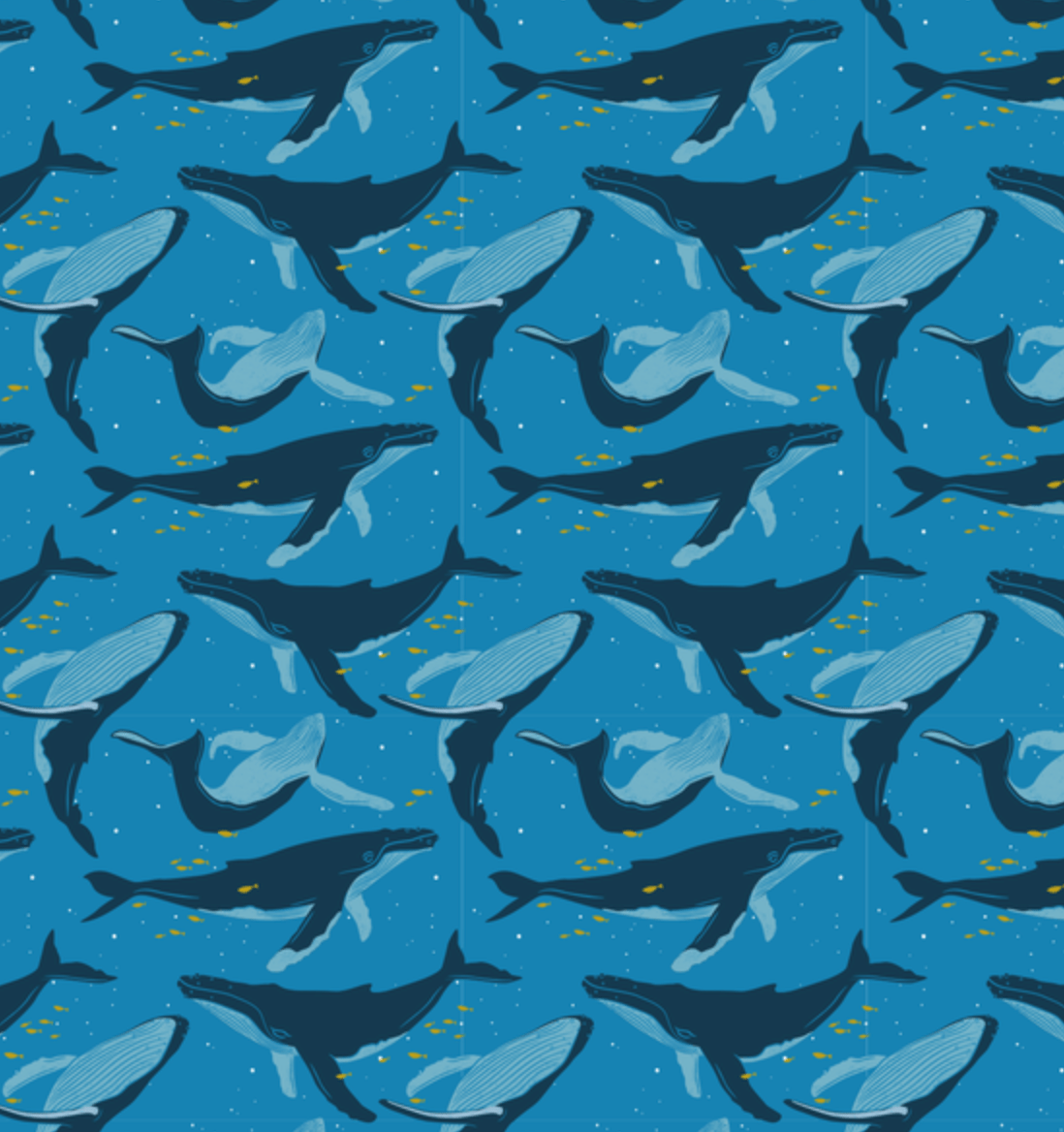 Extra Large Reusable Cloth Furoshiki Gift Wrap | Whales & Waves-2