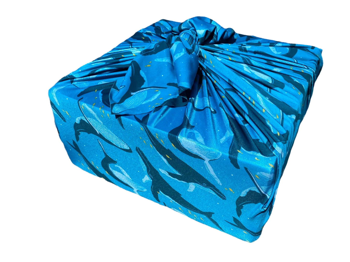 Large Reusable Cloth Furoshiki Gift Wrap | Whales & Waves-2