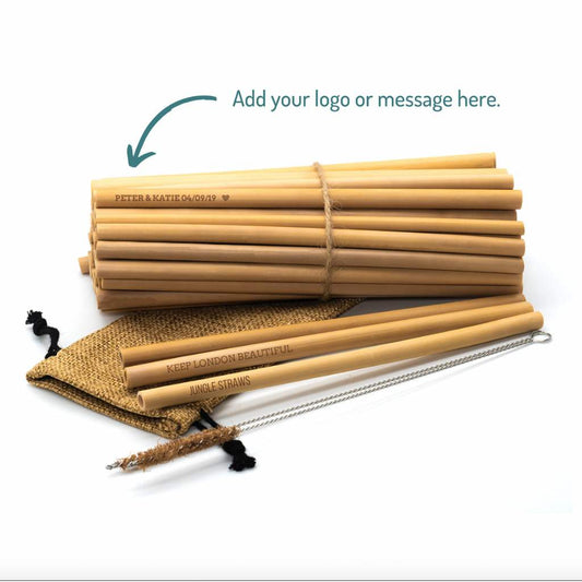 Custom Branded Bamboo Reusable Straws For Businesses or Weddings