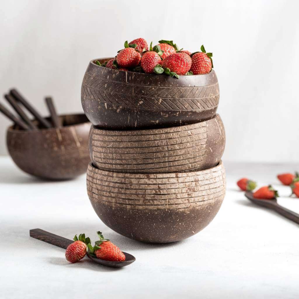Eco-friendly Coconut Bowls & Spoons Set of 4